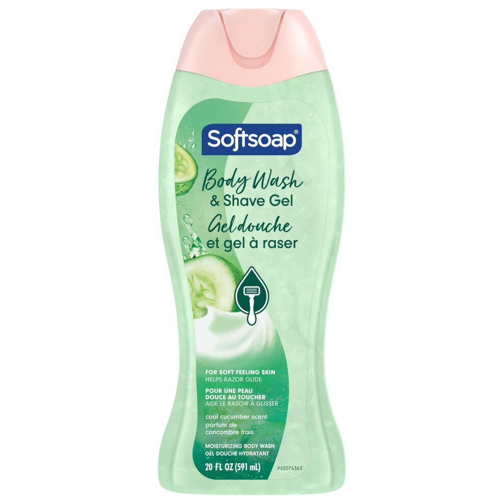 Gel douche et rasage hydratant Softsoap, parfum concombre frais, flacon de 59 cl