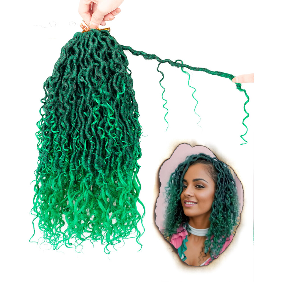 Lot De 8 Extensions De Cheveux Synth Tiques Pr -Boucl S Style D Esse Au Crochet, Blond Ombr , 35,6 Cm, Pour Femmes Noires (8 Pi Ces, T1B/VERT)-image