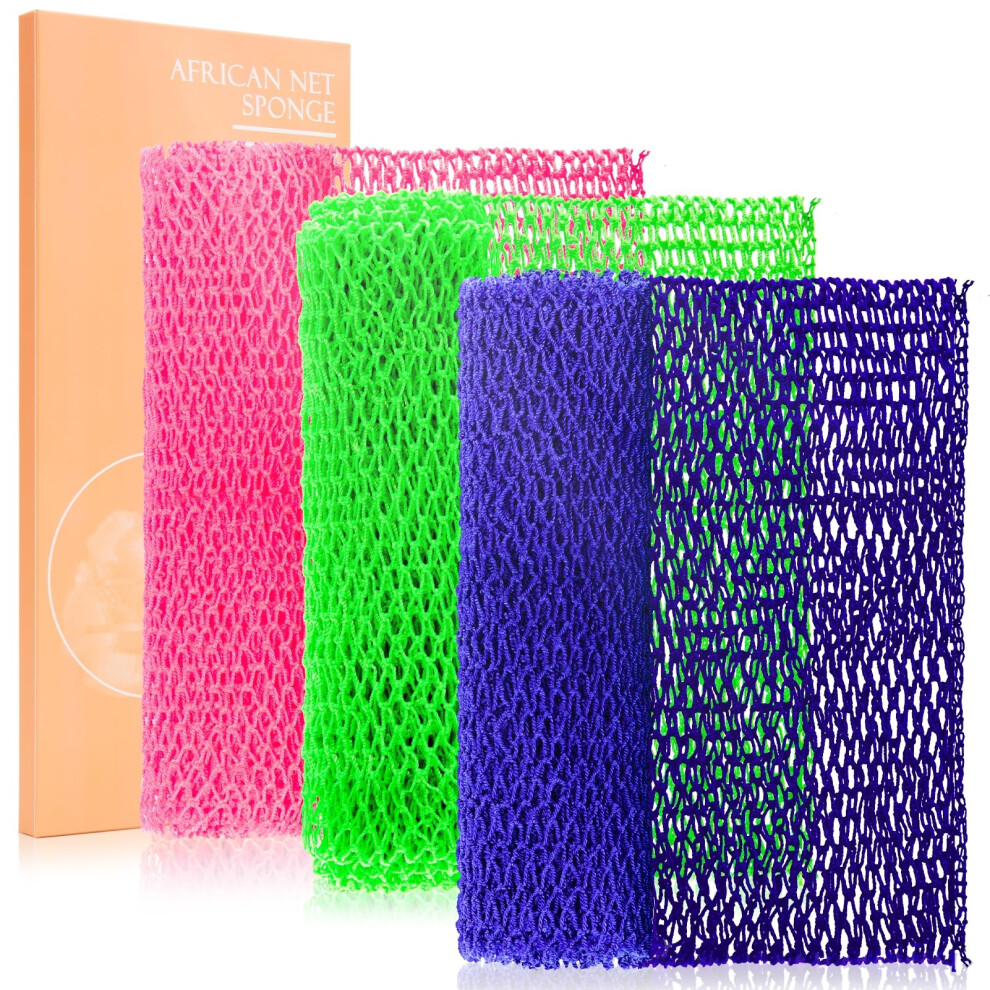 MTDLYICE Lot de 3    ponges africaines pour le dos, pour la douche, XL 80 cm, gant de toilette exfoliant,    ponge africaine authentique, exfoliant p