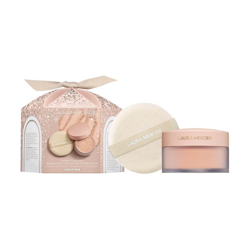 Laura Mercier Translucent Loose Setting Powder & Puff Set Divinely Flawless: 24 HR Shine Control  Soft Matte Finish  Long Lasting Wear  Best for Norma