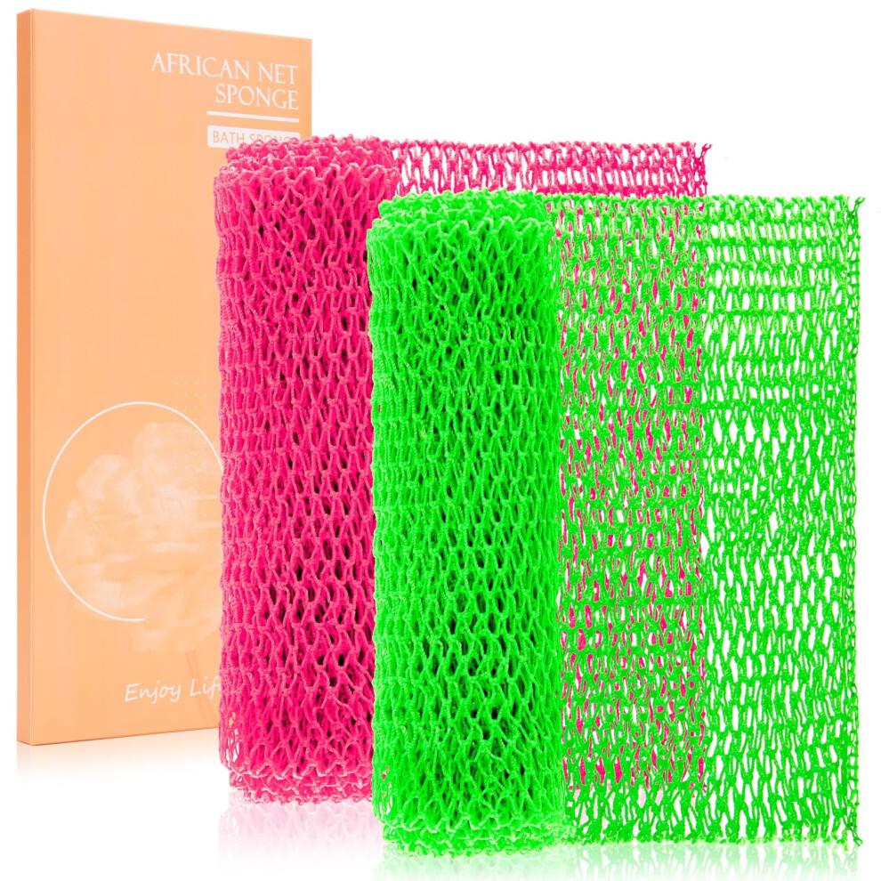 MTDLYICE Lot de 2    ponges africaines pour le dos, pour la douche, XL 80 cm, gant de toilette exfoliant,    ponge africaine authentique, exfoliant p