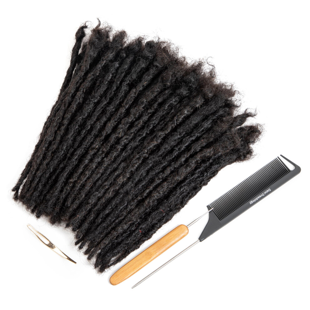 Originea Unisex Red Daixi Handmade Interlocking Locs 100% Real Human Hair Permanent Loc Extensions Textu Natural Looking Soft Dreadlocks (1B - 0.8Cm 8 Inch 10 Strands