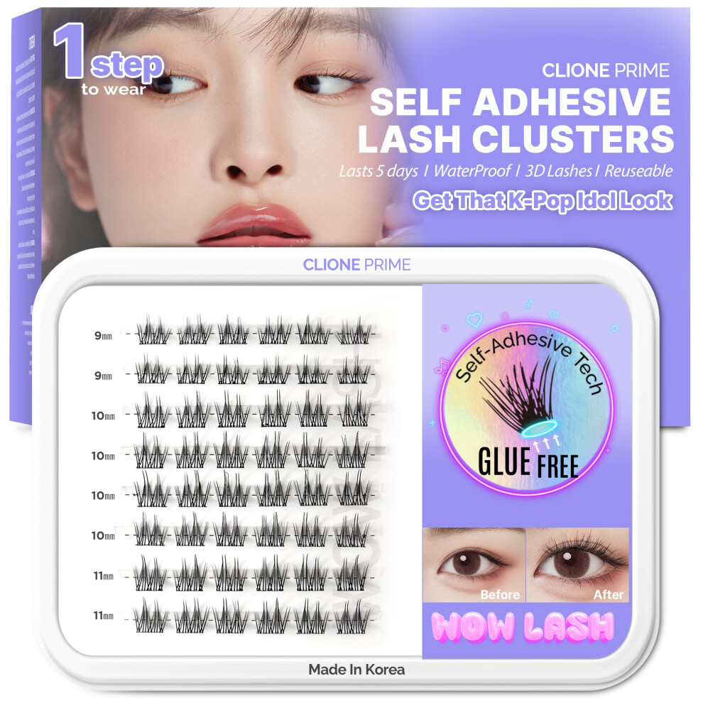 Clione Prime Korean Self Adhesive Lash Clusters Dramatic Look No Glue Press On Pre Bond Lash Clusters Fluffy Self Adhesive False Eyelashes No Glue Nee