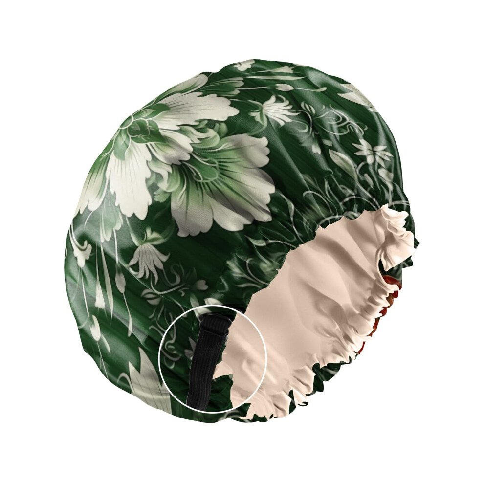 Zewurtuw Satin Bonnet Silk Bonnet for Sleeping Reusable Double Layer Elastic Adjustable Hair Caps Cute Aesthetic Women Girls-Green Flower-image-OPC-PGDQP79-NEW