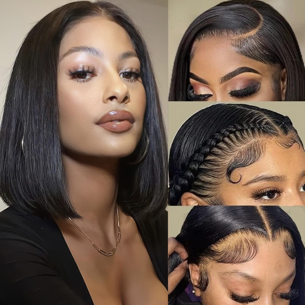 Vycrave Bob Lace Front Wigs Human Hair Pre Plucked 13X4 Hd Transparent Lace Frontal Wigs For Women 180% Density Glueless With Baby Hair Brazilian Virg