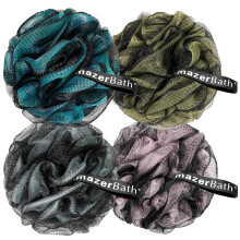 AmazerBath faszn luffa szivacs nagy zuhany luffa 75 g/db - testradr luffa 4 darabos szett - sznkk szrke rzsaszn s hadseregzld frdoszivacs f