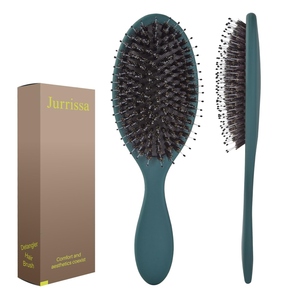 Jurrissa Boar Bristles Hair Brush For Women And Men Detangling Hair Brush For Smoothing Massage Add Shine-Nylon&Boar Bristles Detangler Brush For Hair
