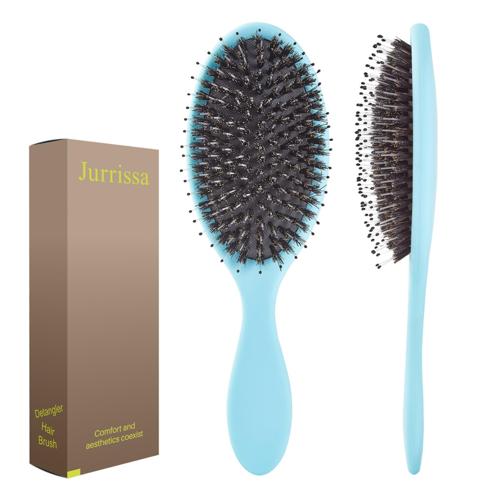 Jurrissa Boar Bristles Hair Brush For Women And Men Detangling Hair Brush For Smoothing Massage Add Shine-Nylon&Boar Bristles Detangler Brush For Hair