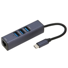 USB-C 4-in-1 Hub with RJ45 Gigabit Ethernet, 3 USB 3.0 Ports, Storage Hole, Aluminum Alloy Case - for Laptops/Tablets