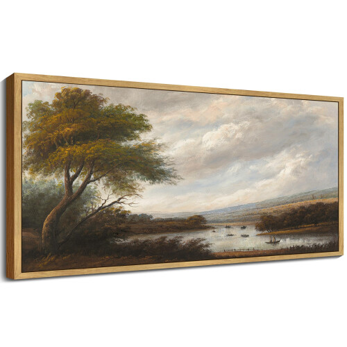 Conjunto 4 Impresiones Lienzo Luna Lago Paisaje Selva Decora | Envío Gratis