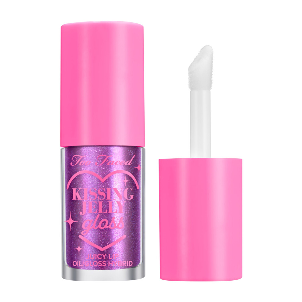 Too Faced Kissing Jelly Lip Oil Gloss | Sunflower & Jojoba Oils  0.15 Fl Oz  Birthday Kiss