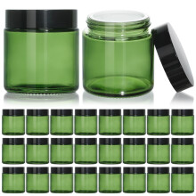 KEYWING 4oz kleine glazen potten met zwarte deksels 24-pack groene cosmetische containers ronde glazen pot met binnenvoering voor lotions, cr?epoeder