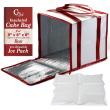 Cakebon 10-Inch Insulated Cake Bag with Ice Pack Sheets - Premium Cooling Solution for Cakes  Pastries & Cupcakes - Secure  Durable  Reusable  Moistur