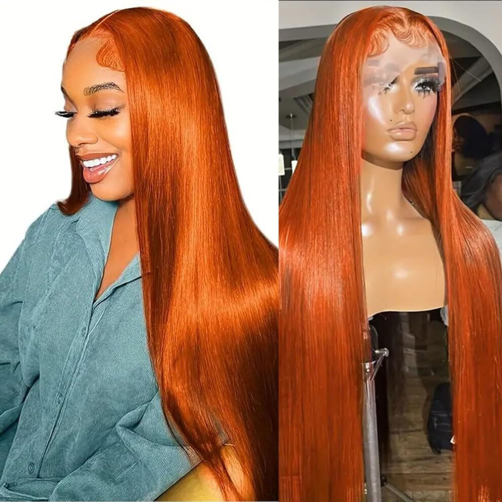 Poysew 13X4 Ginger Lace Front Wigs Human Hair 180 Density Straight Hd Lace Frontal Wigs Human Hair 22 Inch Glueless Wigs Human Hair Pre Plucked