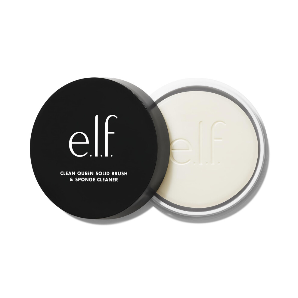 e.l.f. Clean Queen Solid Brush & Sponge Cleaner  Cleanses Face & Eye Makeup Brushes & Sponges  Nourishing  Non-Damaging Formula  Vegan & Cruelty-Free