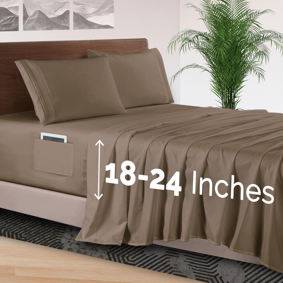 Elegant Comfort 4-Teiliges Bettlaken-Set Luxus-Bettwasche, 1500 Mikrofaser In Premium-Hotelqualitat, Rundum Elastisch, 45,7 61 Cm Tief, Spannbe-image