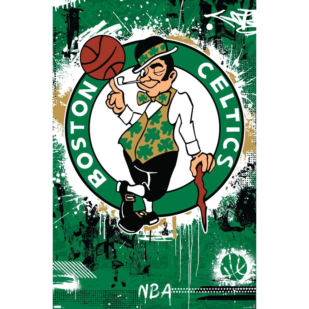 Affiche Murale Trends International Nba Boston Celtics - Logo Maximalist 23 (19 X 13 Po) - Version Premium Sans Cadre-image