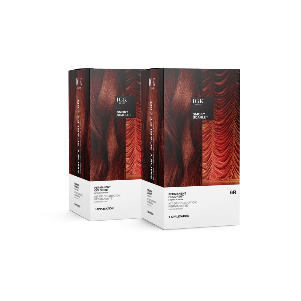 Igk Red Permanent Hair Color Kit | 6R Smoky Scarlet - Intense Auburn | 100% Gray Color Coverage + Strengthen + Shine | Ammonia Free