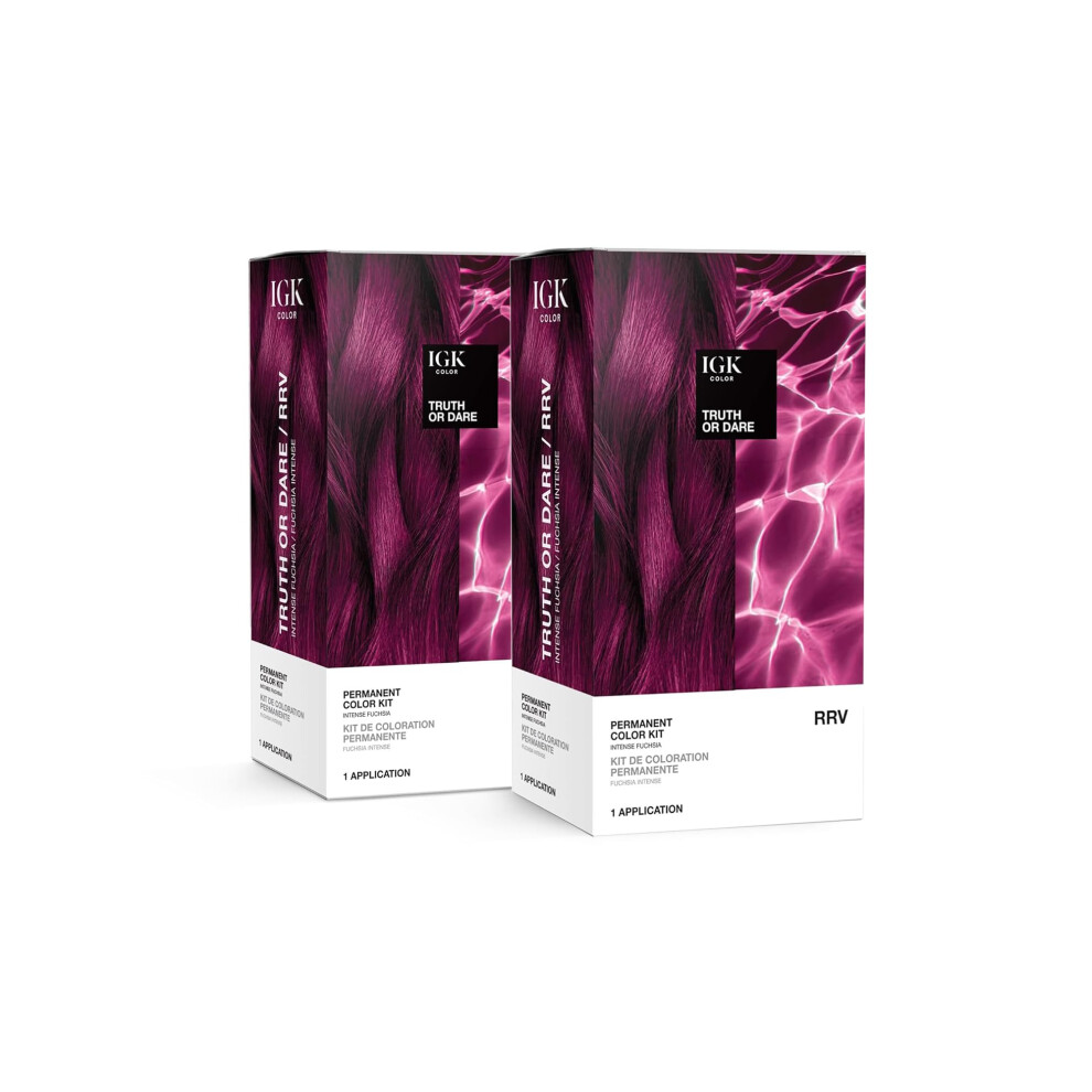 Igk Fuchsia/Gray Permanent Hair Color Kit | Rrv Truth Or Dare - Intense | 100% Color Coverage + Strengthen + Shine | Ammonia Free