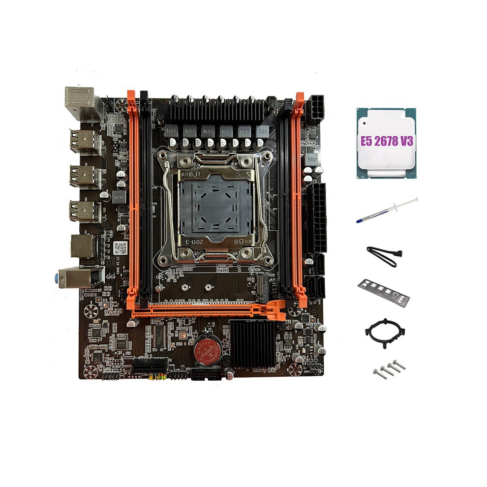 X99E Motherboard+E5 2678 V3 CPU+Thermal Grease PCIEX16 NVMe Gigabit LAN Card Support 4XDDR4 RECC RAM Desktop Motherboard-image-OPC-PGDQSST-NEW