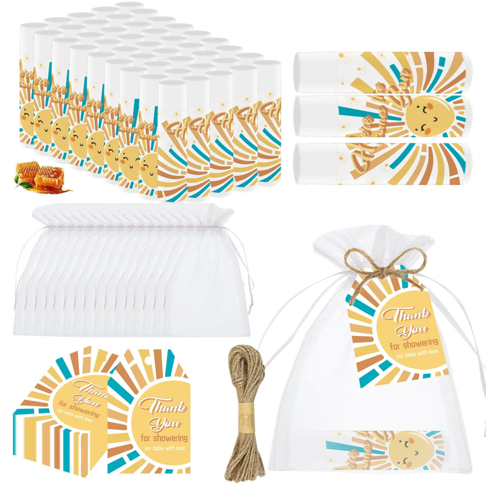 Nlicrst 50 Pcs Here Comes The Sun Baby Shower Lip Balms Bulk Gift For Guests Thank You Gifts Sun Birthday Supplies Stuffers Favors Boys Girls Games Neutral Ge