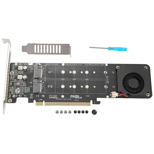 Adapter Card PCIeX16 to M.2 M-Key NVMEx4SSD Array Expansion Splitter 2U Server Accessories 2