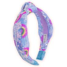 Frog Sac Knot Bandband pour les filles - Rainbow Sequin Nouted Bands for Kids Sparkly Hair Bands For Toddlers Little Girl Blue Head Head Band Acc