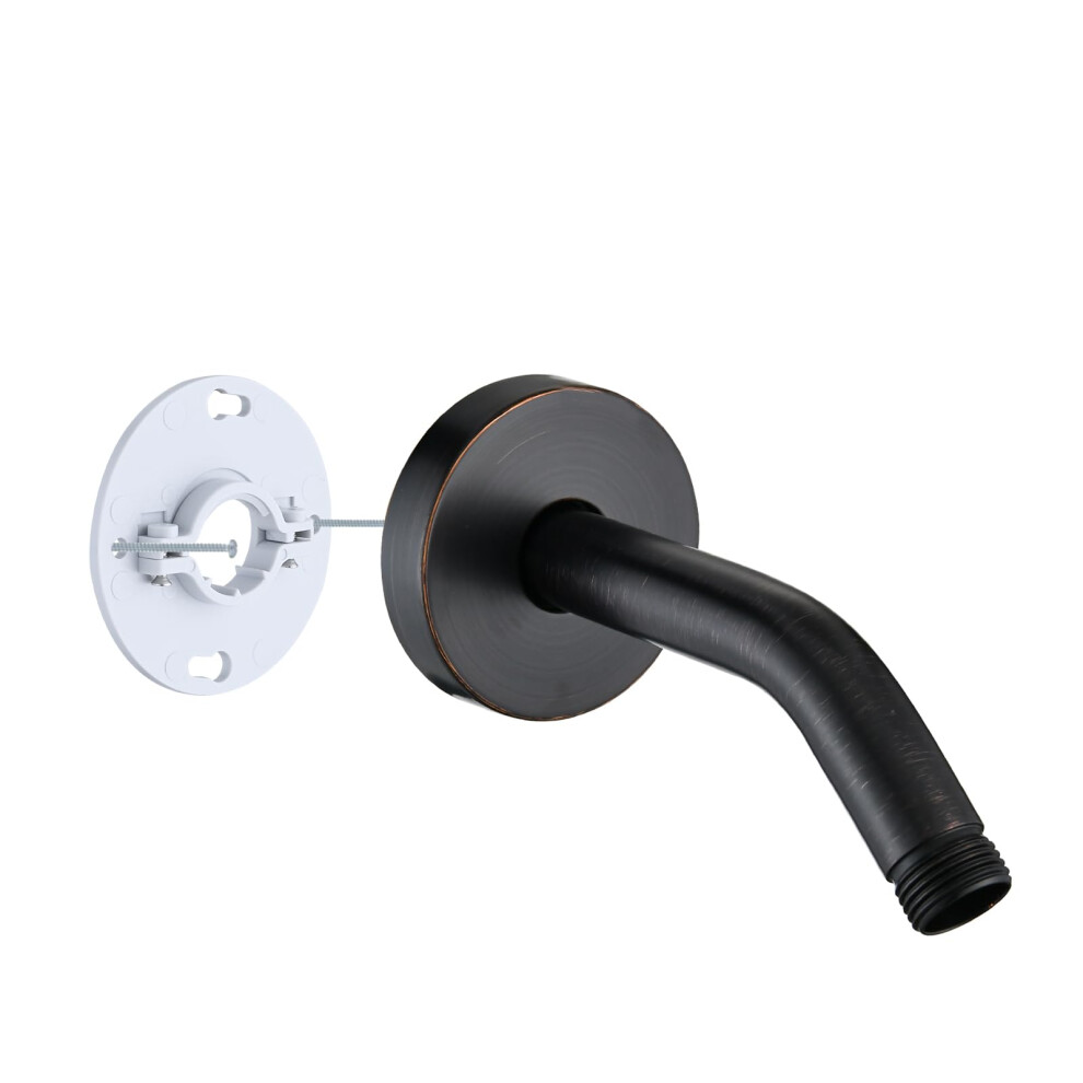 Rainrevive 6 Inch Shower Arm With Flange And Stabilizer Bracket Wall Mounted Shower Pipe Arm 304 Stainless Steel For Fixed Shower Head & Handheld Sho 9313399263446