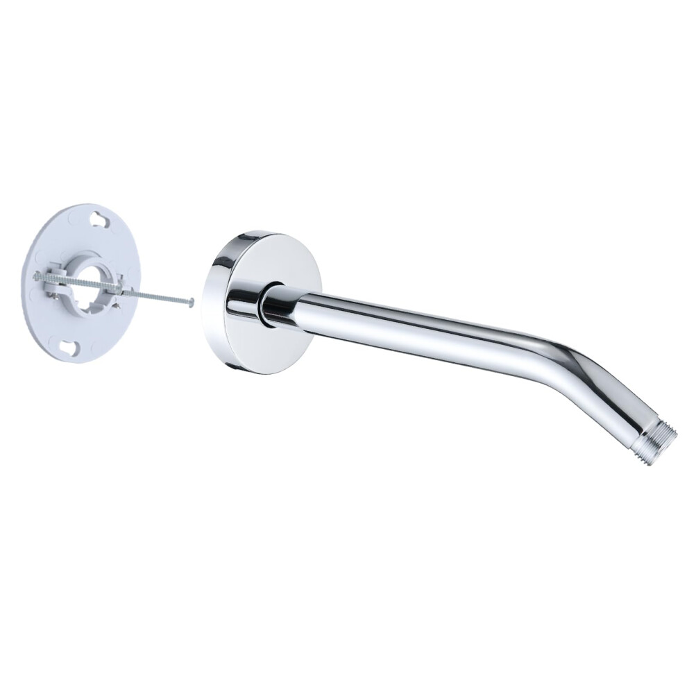 Rainrevive 10 Inch Shower Arm With Flange And Stabilizer Bracket Wall Mounted Shower Pipe Arm 304 Stainless Steel For Fixed Shower Head & Handheld Sh 9313399263484