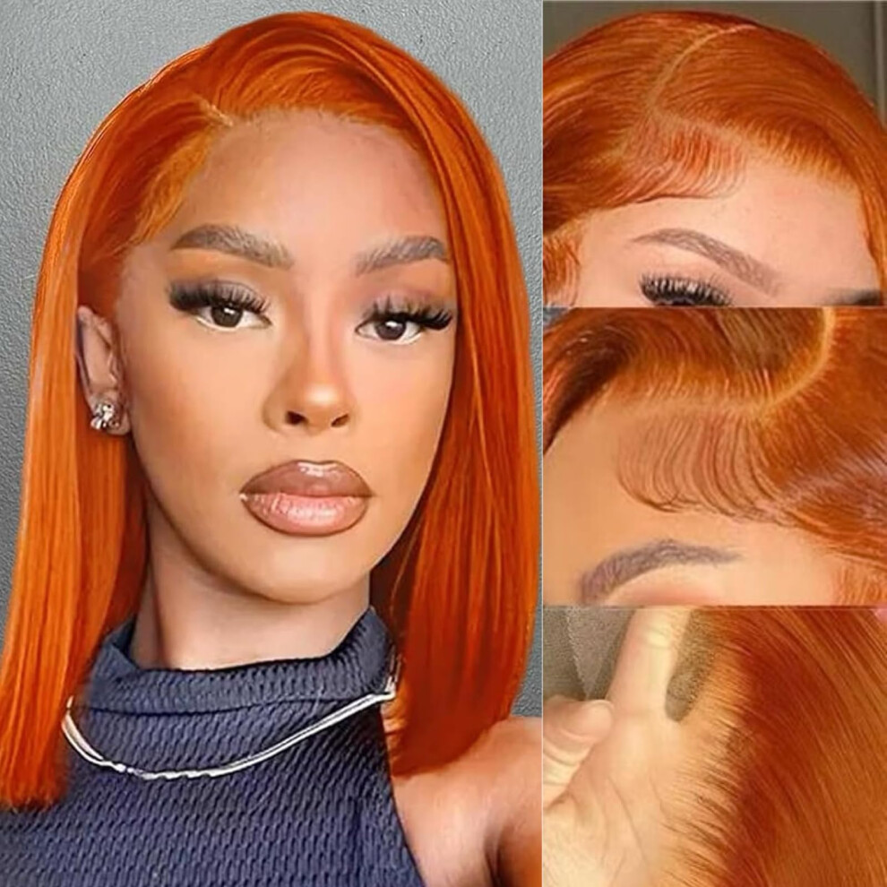Vycrave Ginger Orange Bob Wig Human Hair 13X4 Hd Transparent 350# Lace Front Wigs Human Hair For Black Women 180% Density Frontal Wigs Pre Plucked Wit