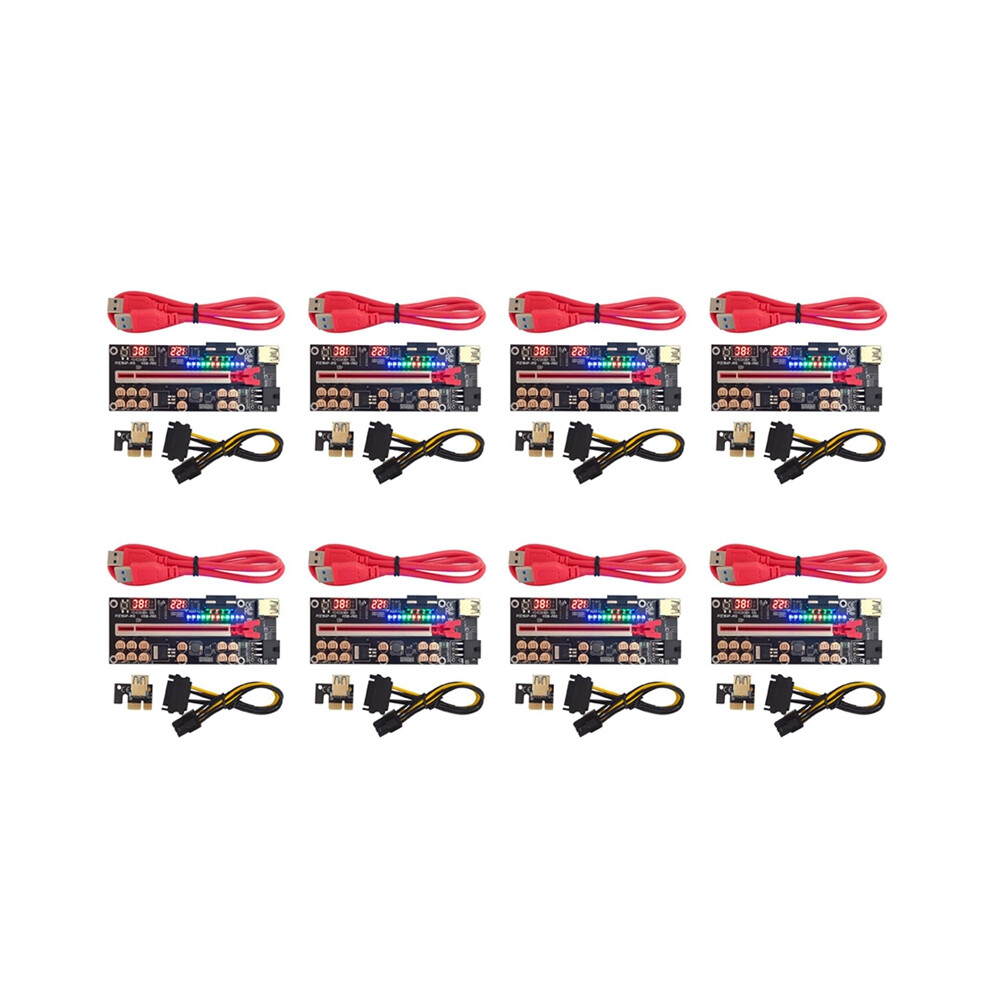 8X Ver018 Pro Pci-E Riser Card Usb 3.0 Cable 018 Plus Pci Express 1X To 16X Extender Pcie Adapter For Btc Mining(Red) Red 4853284786179