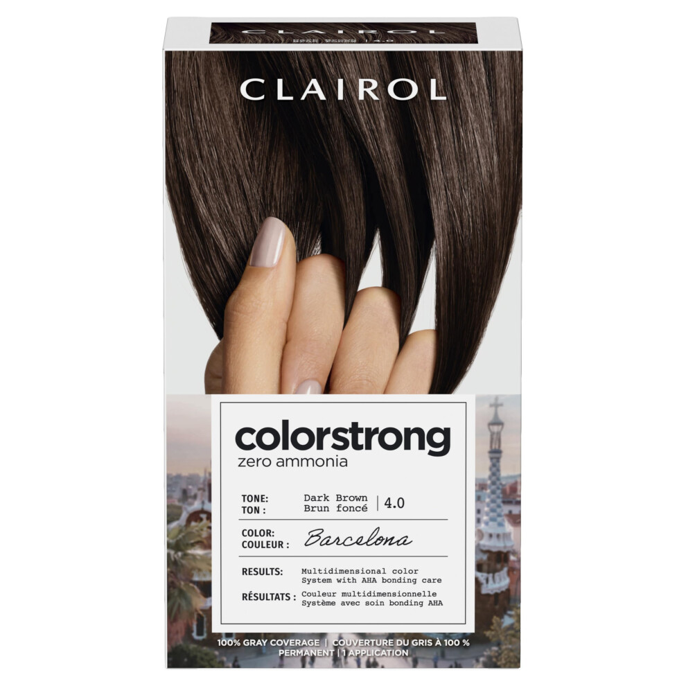 Clairol ColorStrong Permanent Zero Ammonia Hair Dye 4.0 Dark Brown - Barcelona Hair Color Pack of 1