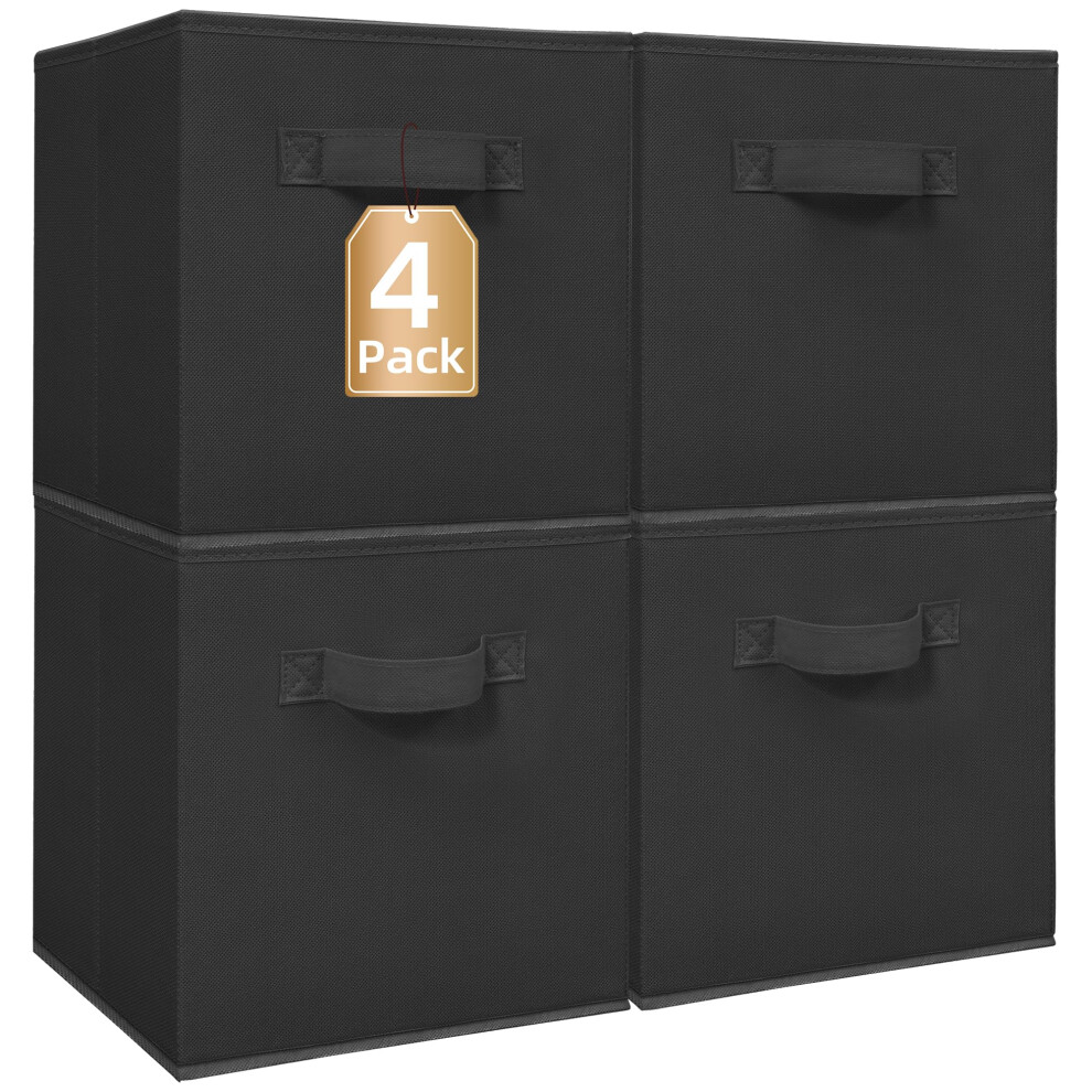 Storage Maniac Cubos De Almacenamiento Plegables De 11 Pulgadas Con Asas, Paquete De 4, De Tela, Para Organizaci N, Duraderos, Para Armarios, Est-image