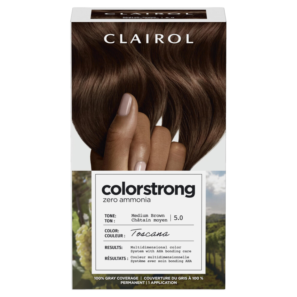 Clairol ColorStrong Permanent Zero Ammonia Hair Dye 5.0 Medium Brown - Toscana Hair Color Pack of 1