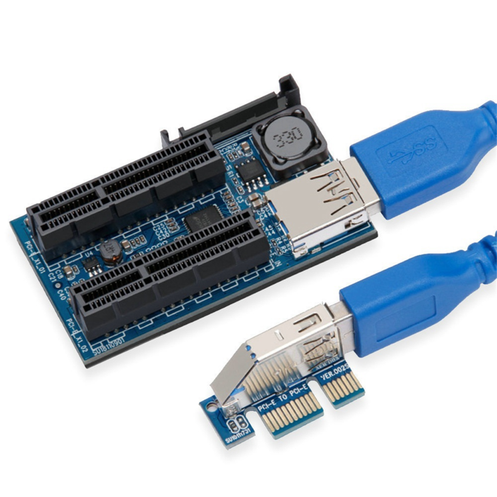 Pci-E 1X Extension Cable To Pcie Dual Port 4X Adapter Expansion Card Nic Interface 0.6M 4853284791067