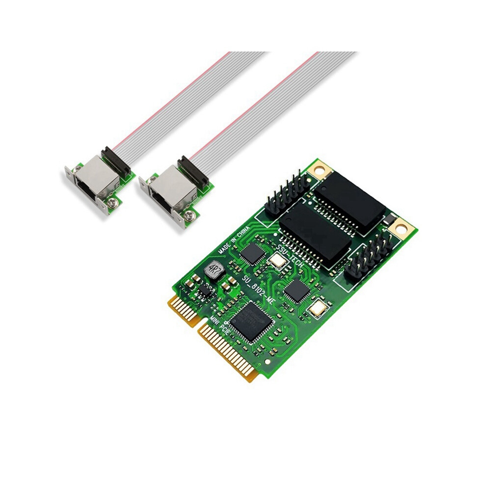 Mini Pci-E To 2Port Network Card 1000Mbps Gigabit Ethernet 10/100/1000M Rj45 Lan Adapter For Computer Pc 4853284790213