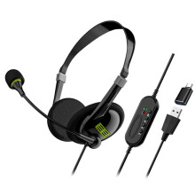 USB Computer Headset Business Operator Special Wired In-Line Control with Typec Adapter