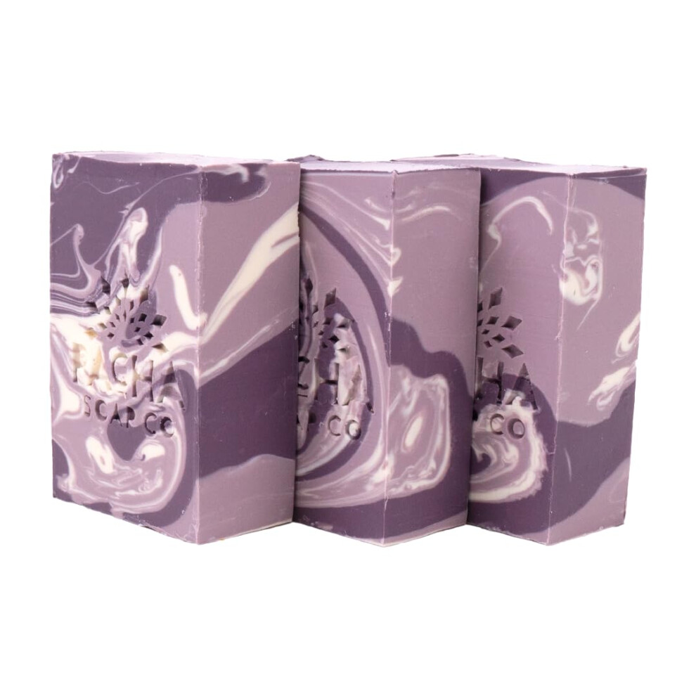 Pacha Soap Co Lavender Pacha French Bar Soap 3 Pack | Premium Handcrafted With Hydrating Coconut Milk | Natural Face Wash Hand Cleanser Body Wash | Soothing With
