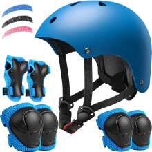 Kinder-Fahrradhelm-Set, verstellbarer Helm fur Jungen und Madchen im Alter von 3 15 Jahren, Helmpolster-Set mit Knie- und Ellbogenschutzern fur F