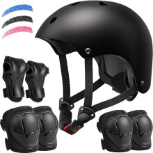 Kinder-Fahrradhelm-Set, verstellbarer Helm fur Jungen und Madchen im Alter von 3 15 Jahren, Helmpolster-Set mit Knie- und Ellbogenschutzern fur F