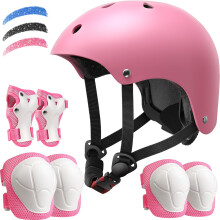 Kinder-Fahrradhelm-Set, verstellbarer Helm fur Jungen und Madchen im Alter von 3 15 Jahren, Helmpolster-Set mit Knie- und Ellbogenschutzern fur F