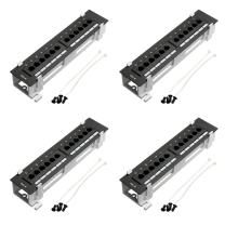 4X Network Tool Kit 12 Port CAT6 Patch Panel RJ45 Networking Wall Mount Rack with Bracket