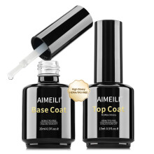 AIMEILI Gel Nail Polish Hema Free No Wipe Top and Base Coat Set 2 x 15ml Cruelty Free Vegan Shine Finish and Long Lasting