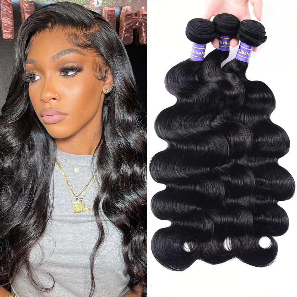 Hullran 12A Human Hair Bundles 20 20 20 Inch Body Wave Bundles Human Hair Extensions 300G Unprocessed Brazilian Virgin Body Wave 3 Pieces Deals Brazilian Quic