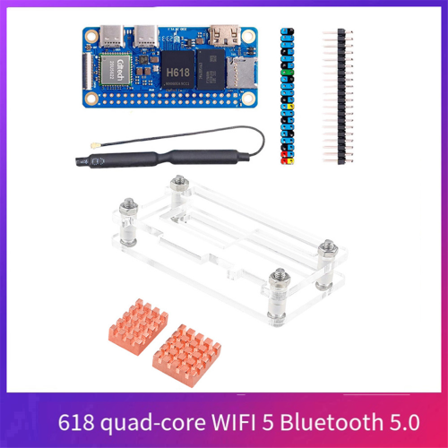 For Zero 2W Development Board 4G RAM+Heat Sink+Case DDR4 Mini PC H618 WiFi5 Bluetooth5.0 Support 4K 60FPS 2