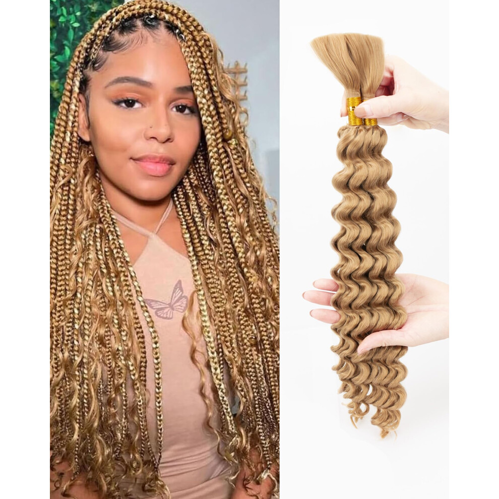 Miss Sula Deep Wave Bulk Braiding Hair-Wet And Wavy Human Braiding Hair 18 Inches 2 Bundles Natural Black No Weft Bohemian Curly Hair Bundle For Diy(1