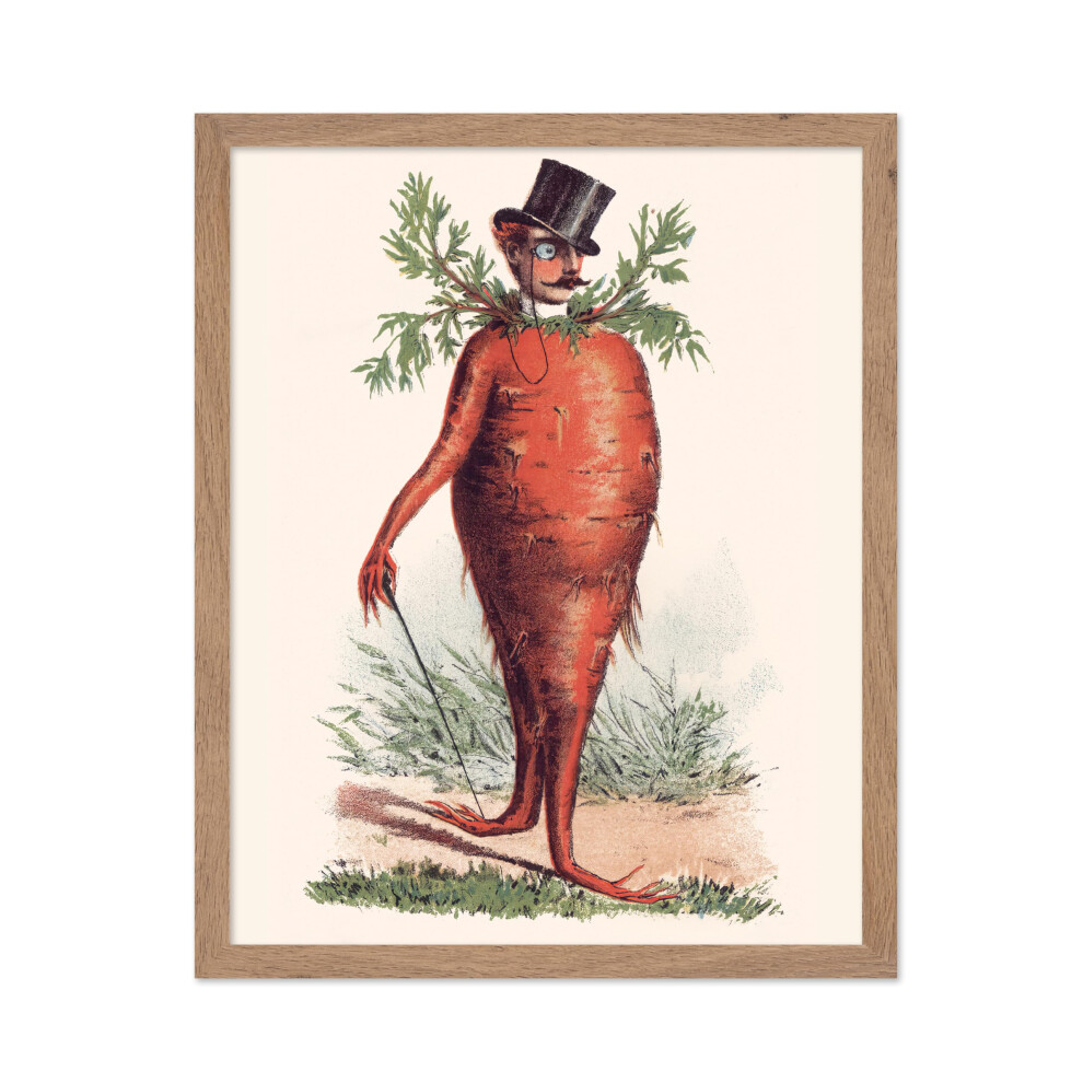 Poster Master Affiche botanique vintage - Impression surréaliste rétro - Cadeau pour ami artiste - Carotte Homme Chapeau Monocle Légume victorien