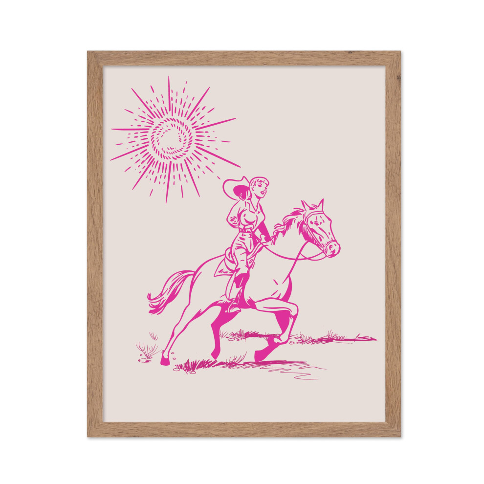 Poster Master Sunset Cowgirl - Stampa Retr Di Cowgirl Rosa - Arte Western - Arte Di Tendenza - Arte Del Selvaggio West - Arte Moderna - Regalo P