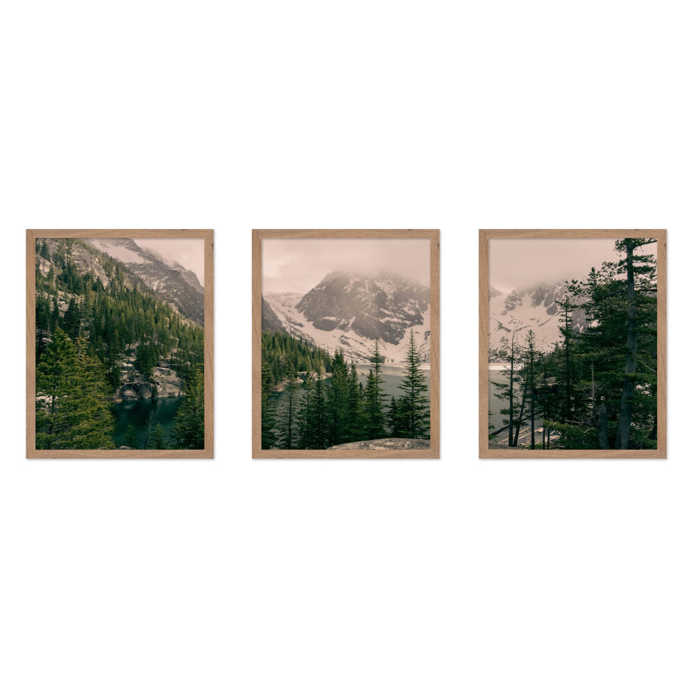 Poster Master, affiche photographique 3 pi   ces - Impression moderne - Paysage naturel, lac, montagne, for   t, arbres sauvages - Cadeau pour un ami