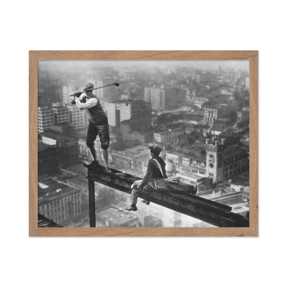 Plakt Master Vintage Photograph Plakt - Retro Funny Print - Drek Pro Prtele Umelce - Golf Na Skyscraper Beam Mu Stavebn Sport - Nstenn Dekora-image